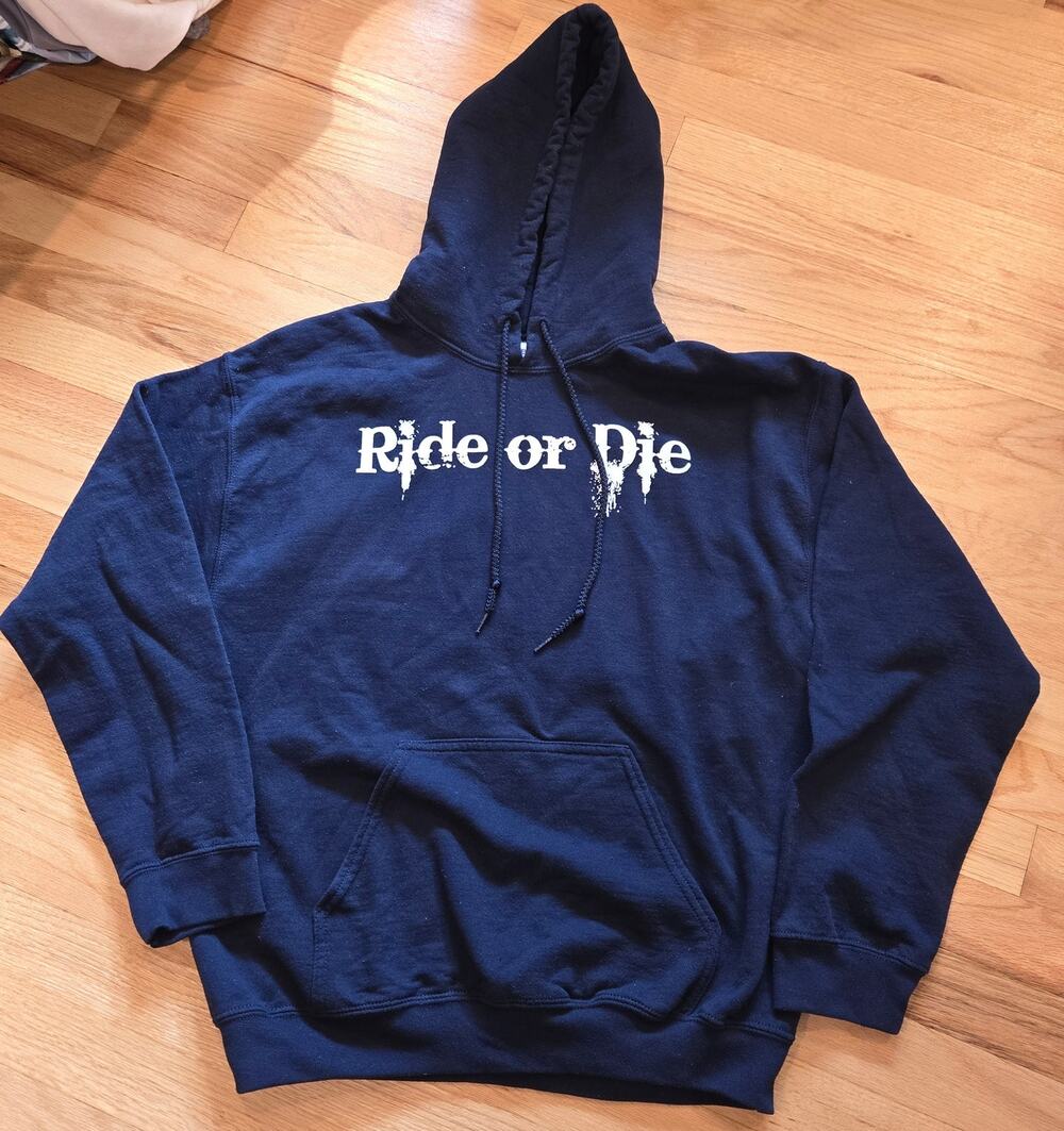 Ride or Die hoodie Gildan sz M Navy